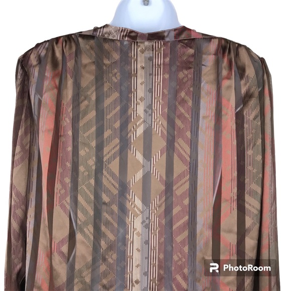 Vintage Stuart Lang Silky Pleated Blouse - Picture 9 of 11